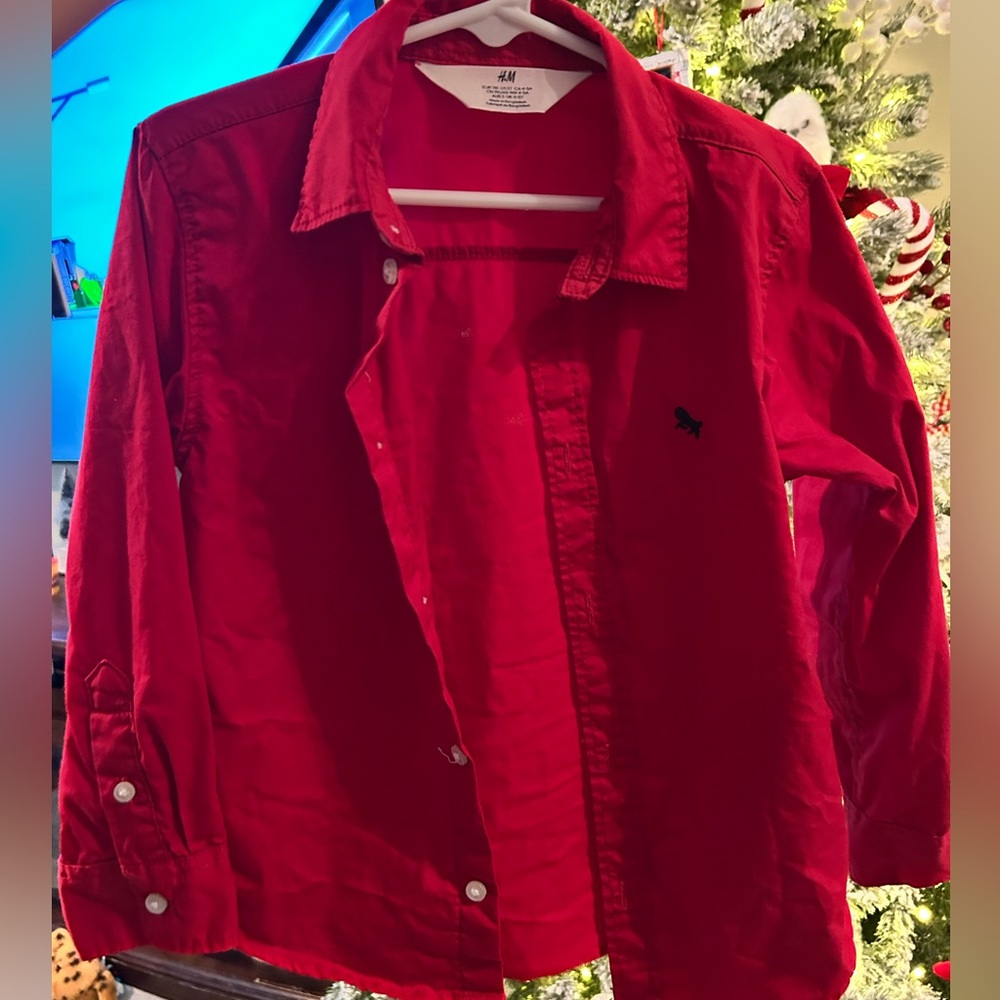 H&M Boys Red Button Down. USED TWICE! Size 5
